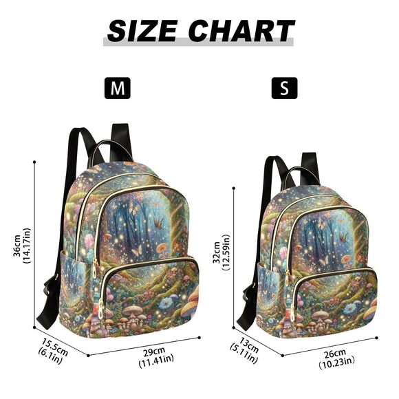 5594 Mini Backpack Fairyland Forest Mushrooms Mini Backpack Purse